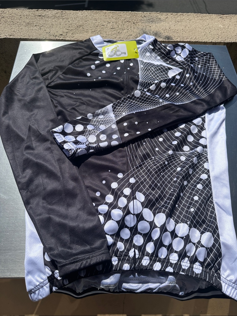 Men's Black & White Long Sleeve Cycling Jersey & Cycling Pants set